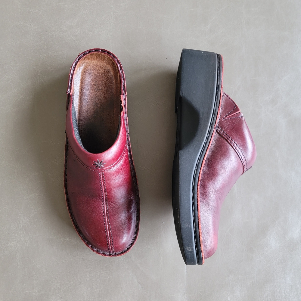 NAOT Burgundy Red Leather Clog Slip On Mules Women EU 41, US 10